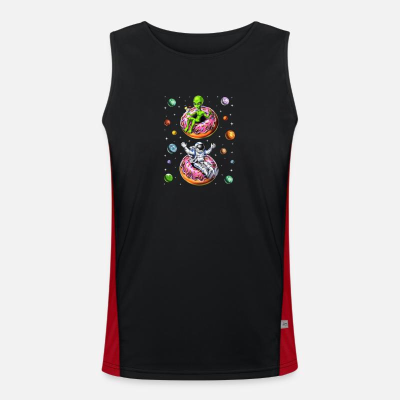 Astronaut Alien Riding Donut Men's Functional Contrast Tank Top 