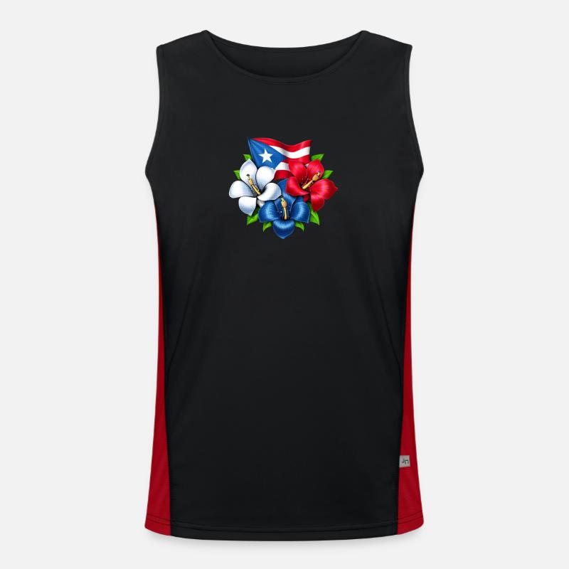 Drapeau des fleurs de Porto Rico Débardeur respirant contrasté Homme 