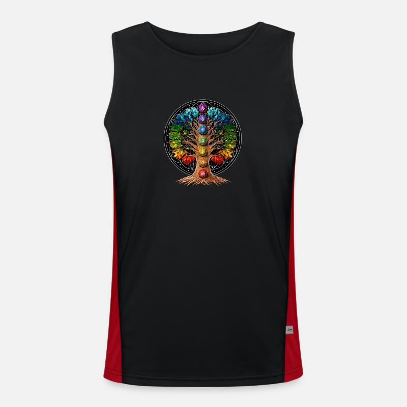 Yoga-Baum des Lebens Funktionelles Kontrast-Tank Top für Männer 