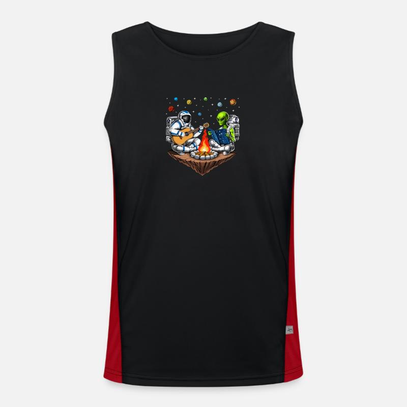 Space Astronaut Alien Camping Men's Functional Contrast Tank Top 