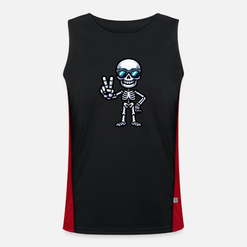 Skelett Peacezeichen Funktionelles Kontrast-Tank Top für Männer 