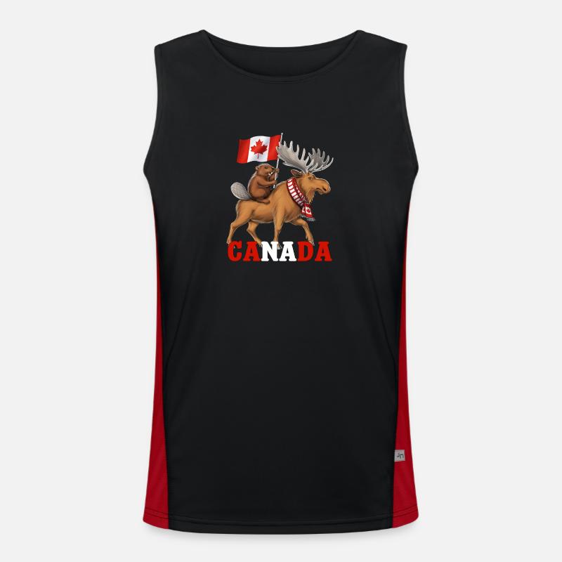 Canada Beaver Riding Moose COMPLET Débardeur respirant contrasté Homme 