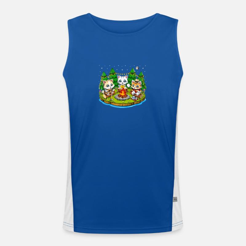Camping Kawaii Chats Débardeur respirant contrasté Homme 