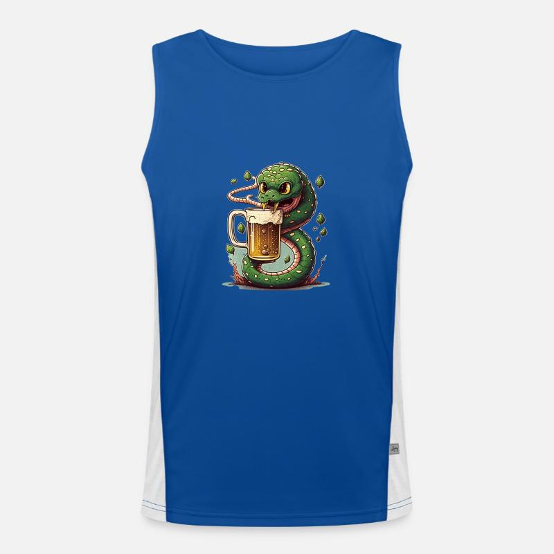 Coole Bier Schlange Comic Illustration Funktionelles Kontrast-Tank Top für Männer 