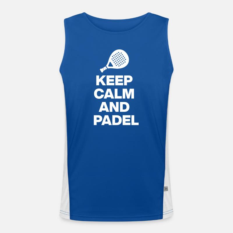KEEP CALM AND PADEL! SMASH IT Weiß Funktionelles Kontrast-Tank Top für Männer 