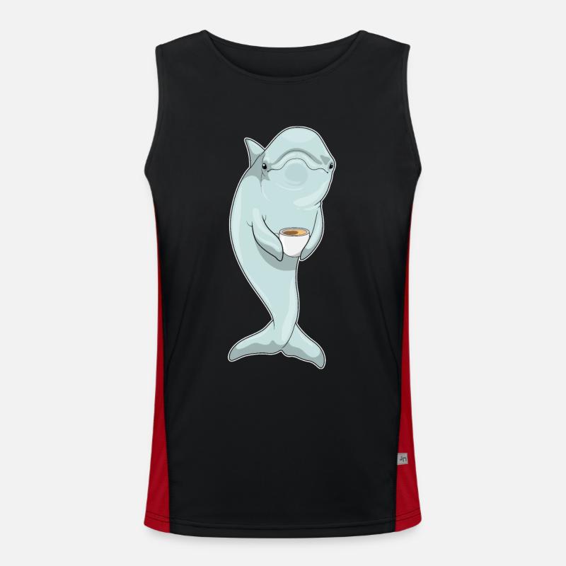 Dolphin Coffee - Men's Functional Contrast Tank Top  - black/red