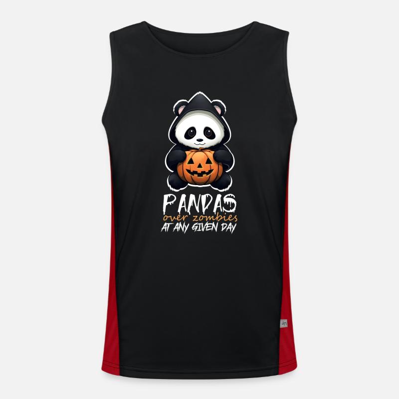 Amusing Halloween Sarcastic Panda Quote Men's Functional Contrast Tank Top 