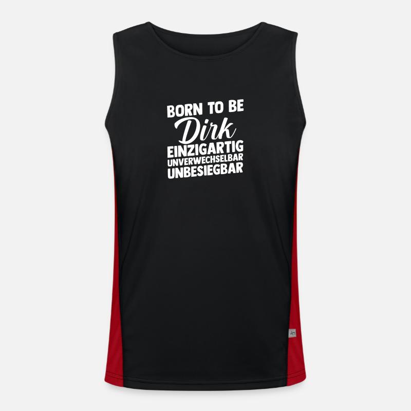 First name Dirk - Men's Functional Contrast Tank Top  - black/red