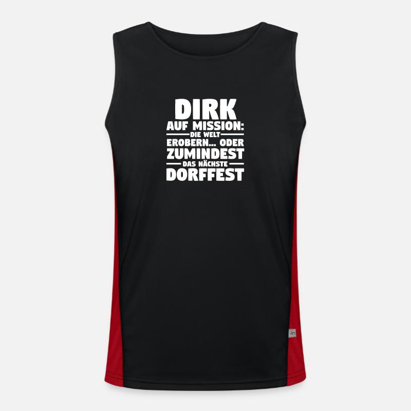 First name Dirk - Men's Functional Contrast Tank Top  - black/red