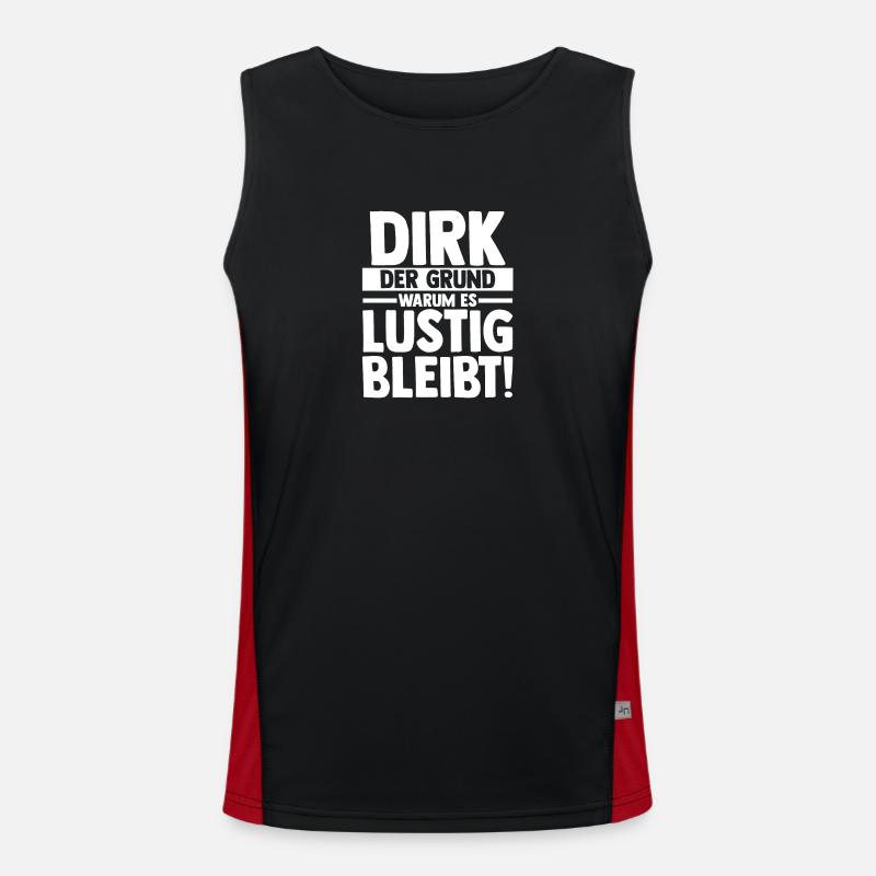 First name Dirk - Men's Functional Contrast Tank Top - black/red