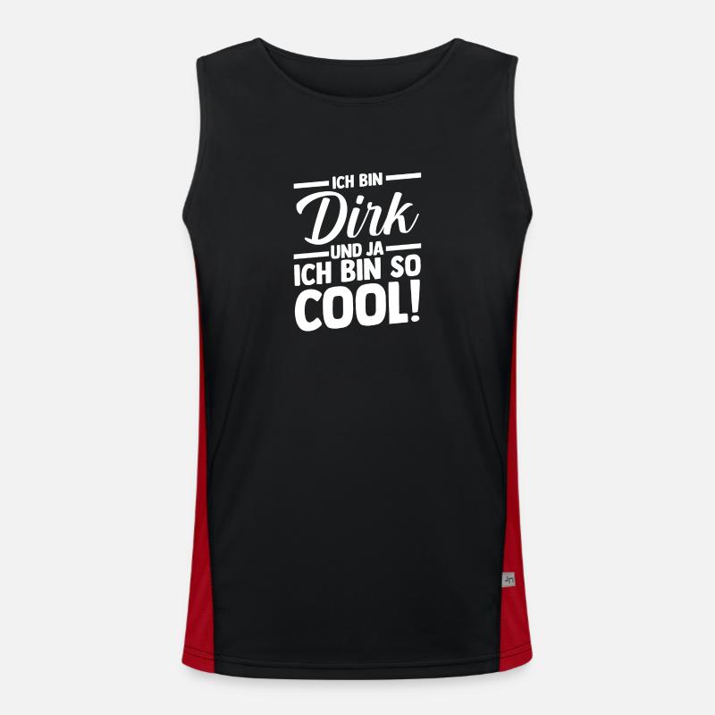 First name Dirk - Men's Functional Contrast Tank Top - black/red
