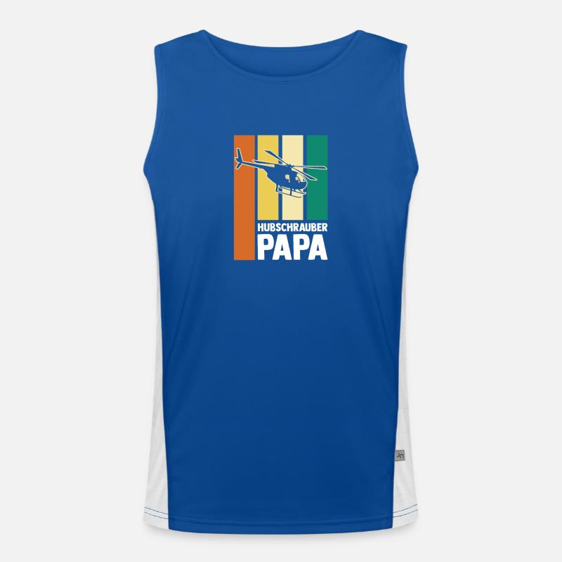 Dad Father Father's Day Pilot Helicopter Helicopter Men's Functional Contrast Tank Top 