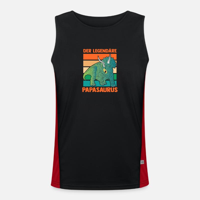 Dad Father Dino Dinosaur Papasaurus Men's Functional Contrast Tank Top 