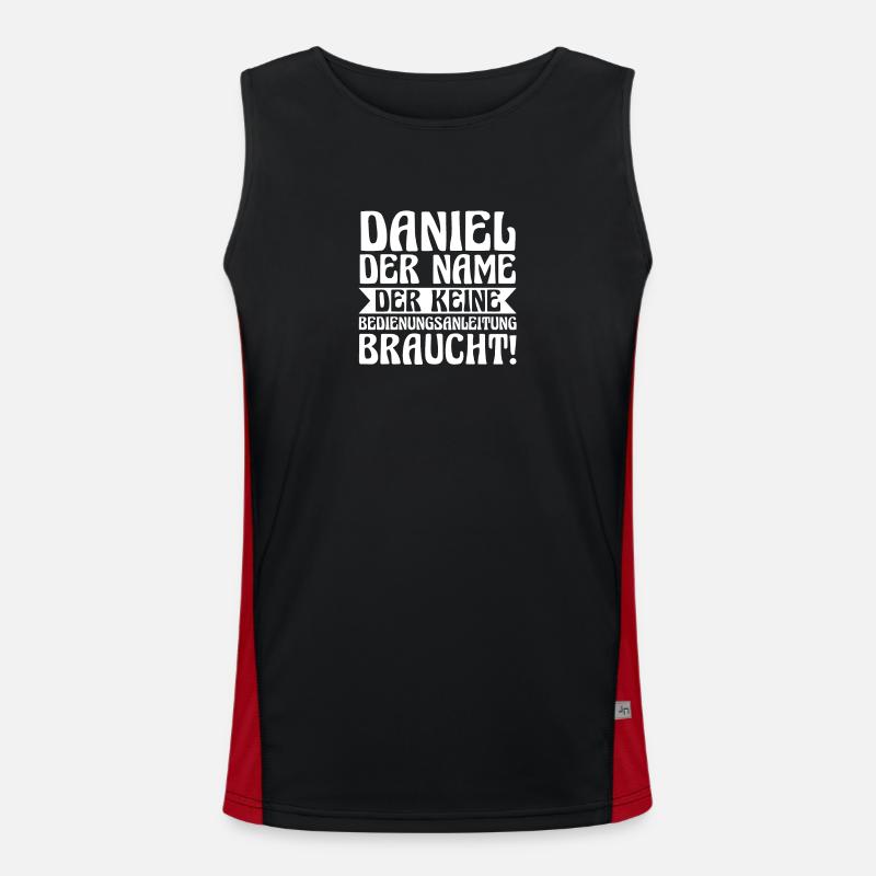 First name Daniel - Men's Functional Contrast Tank Top  - black/red