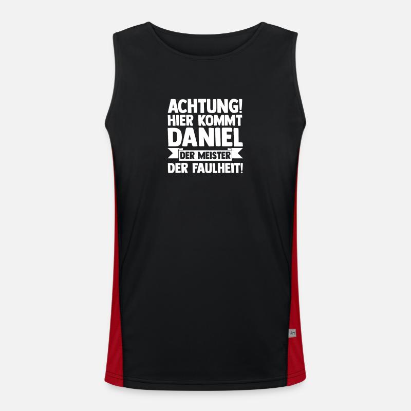 First name Daniel - Men's Functional Contrast Tank Top  - black/red