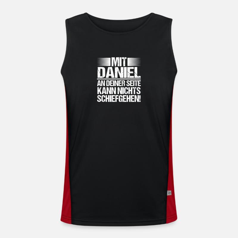 First name Daniel - Men's Functional Contrast Tank Top  - black/red