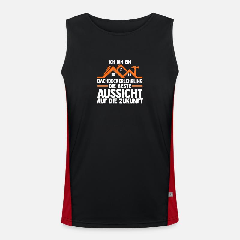 Roofing training apprentice Auzbi roofer - Men's Functional Contrast Tank Top - black/red
