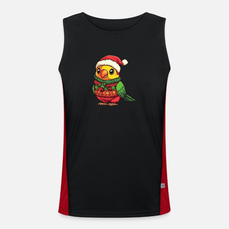 Parrot Christmas Comic - Men's Functional Contrast Tank Top  - black/red