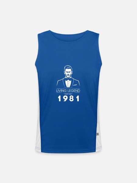 44. Geburtstag Living Legend (GENT) since 07/1981 - Men's Functional Contrast Tank Top  - royal/white - Front
