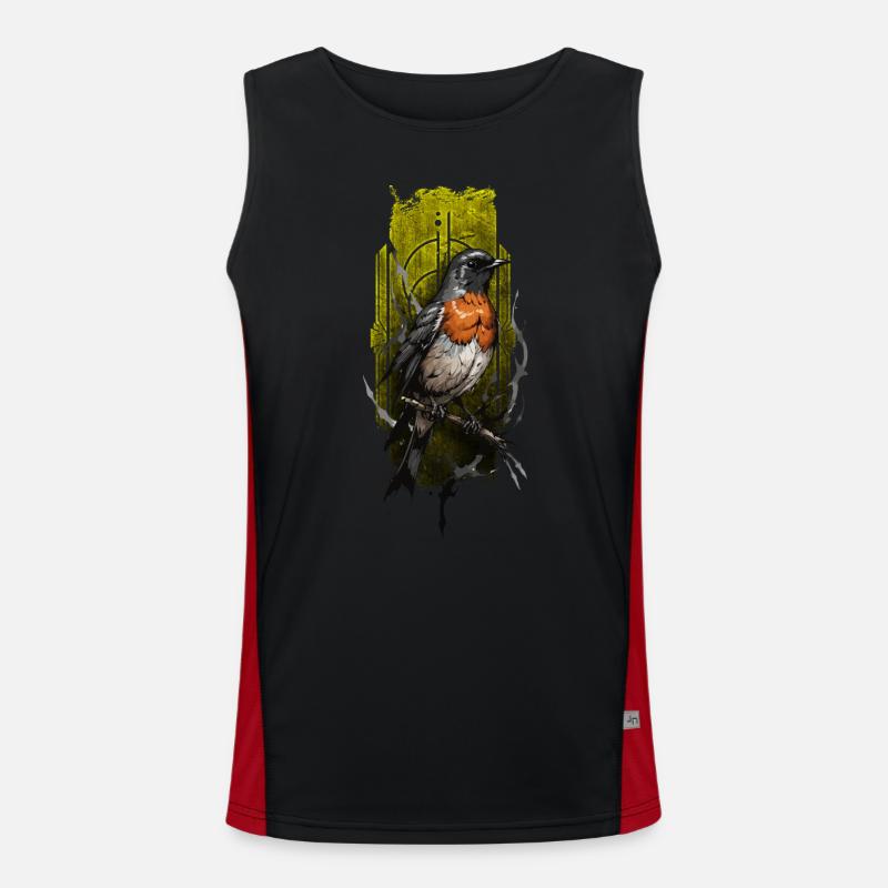 Rotkehlchen (Erithacus rubecula) Funktionelles Kontrast-Tank Top für Männer 
