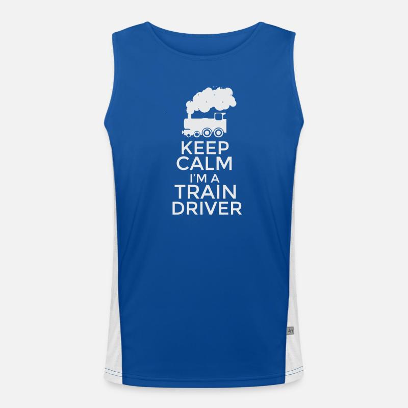 Keep Calm I’m a Train Driver T-Shirt Design Débardeur respirant contrasté Homme 