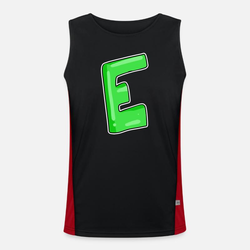 Letter E Initial point - Men's Functional Contrast Tank Top  - black/red