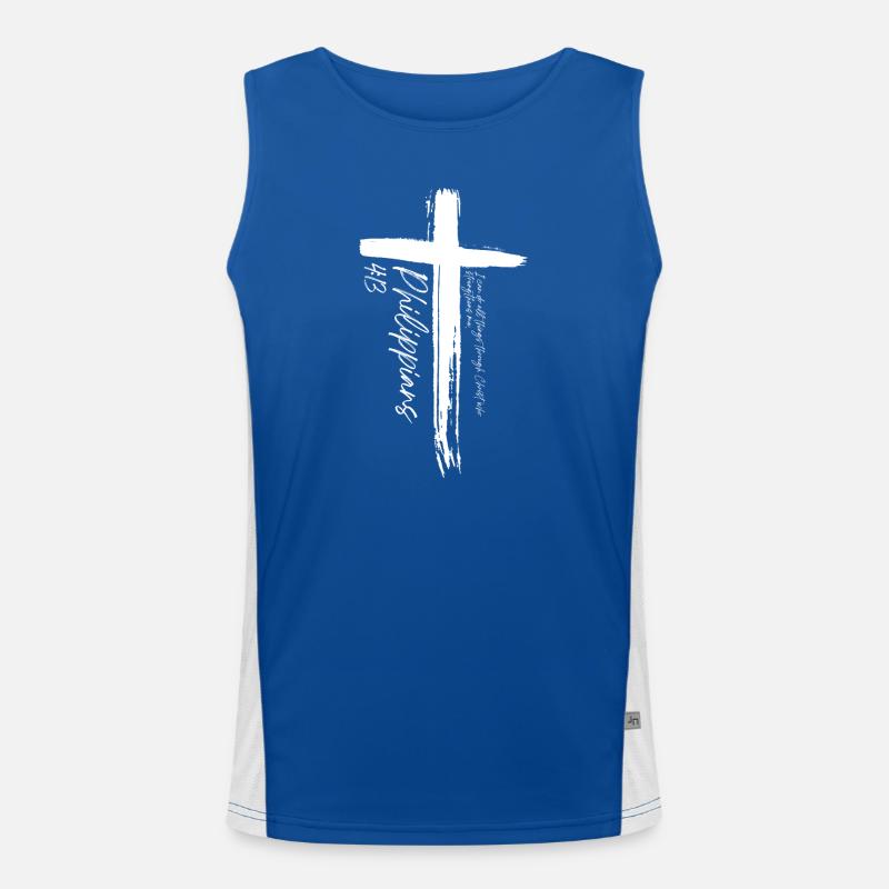 Kreuz - Philipper 4,13 Funktionelles Kontrast-Tank Top für Männer 