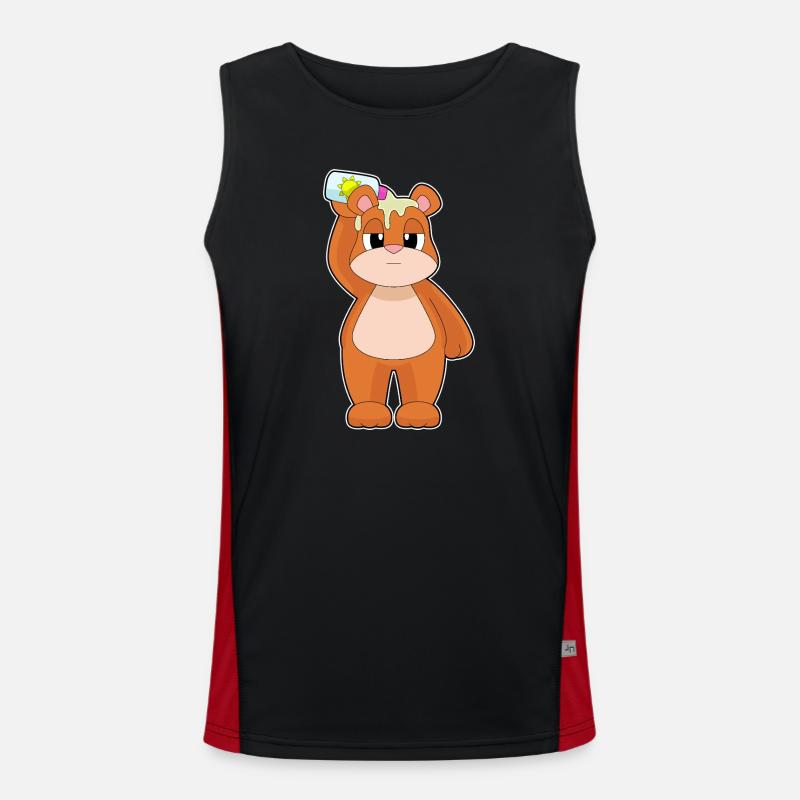Bear Beach Sunscreen Summer - Men's Functional Contrast Tank Top  - black/red
