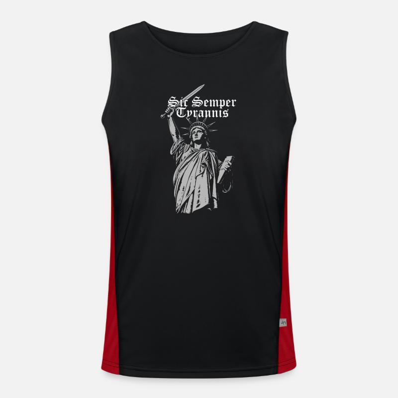 Sic Semper Tyrannis, Statue de la Liberté avec épée Débardeur respirant contrasté Homme 