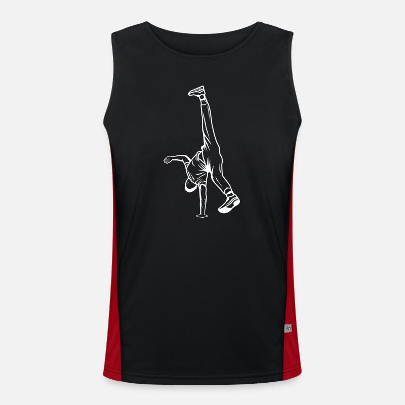 B Boy Tegning - Funktionel kontrast tanktop til herrer - sort/rød
