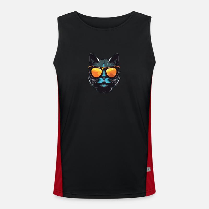 Katze Cool Kopf Party Funktionelles Kontrast-Tank Top für Männer 