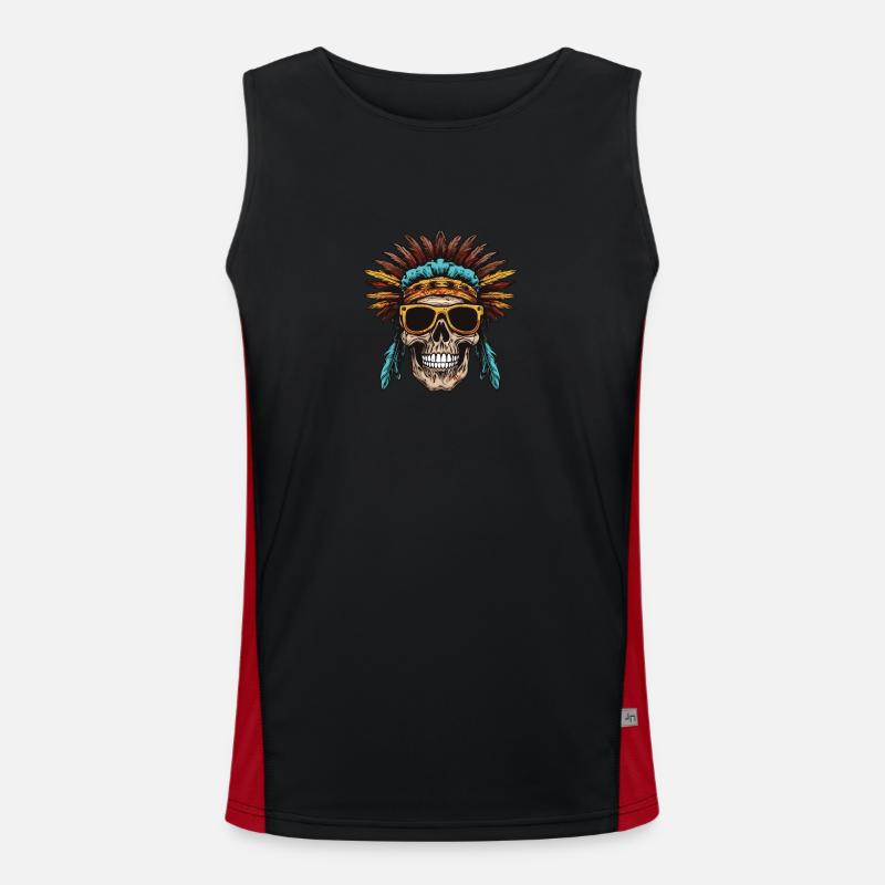 Apache Totenkopf Indianer Funktionelles Kontrast-Tank Top für Männer 
