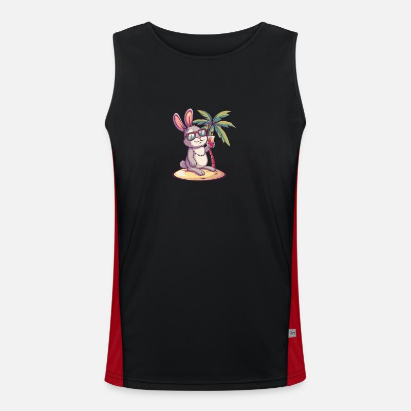 Hase Sommer Strand Comic Funktionelles Kontrast-Tank Top für Männer 