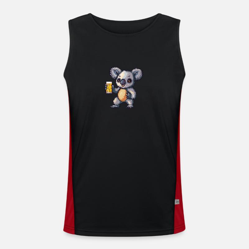 Koala Bier Pixel Funktionelles Kontrast-Tank Top für Männer 