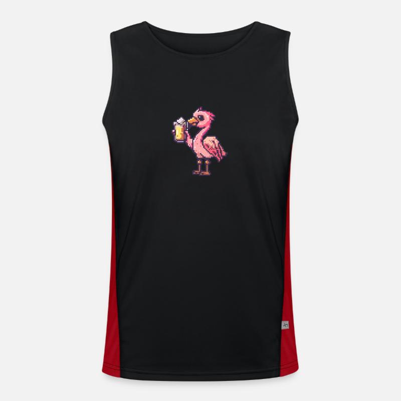 Flamingo Bier Pixel Funktionelles Kontrast-Tank Top für Männer 
