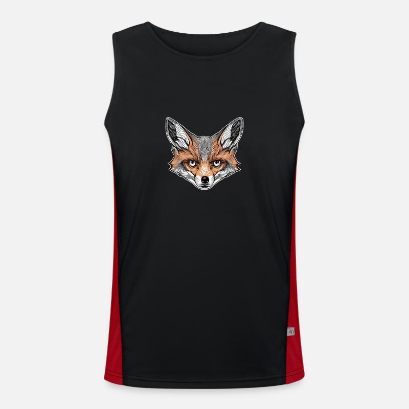 Fuchs mit tiefem Blick Funktionelles Kontrast-Tank Top für Männer 