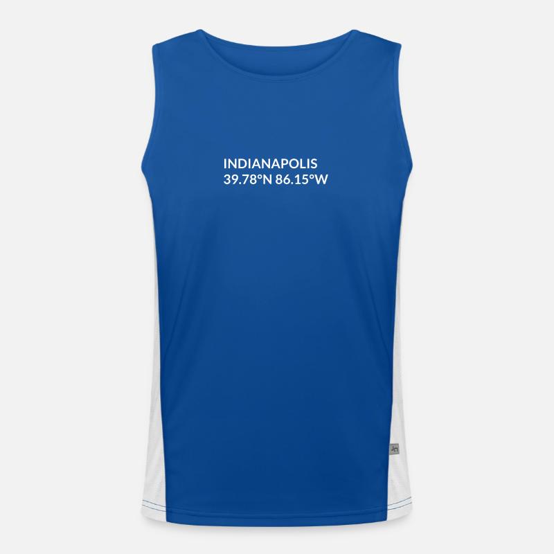 Indianapolis, Indiana, USA Coordinates Men's Functional Contrast Tank Top 