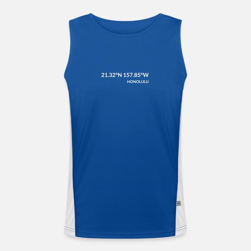 Honolulu, Hawaii, USA Coordinates Men's Functional Contrast Tank Top 