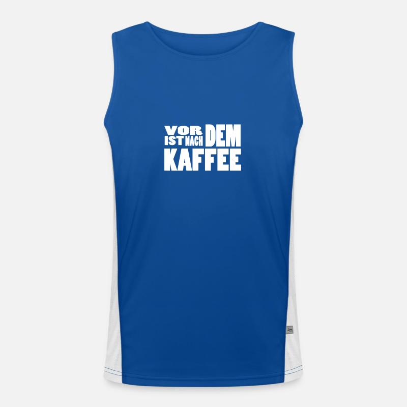 vor dem Kaffee ist nach dem Kaffee Funktionelles Kontrast-Tank Top für Männer 