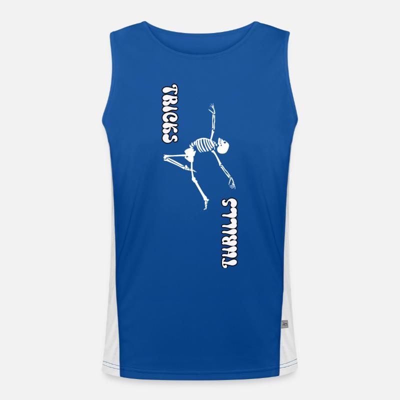 TRICKS OR THRILLS, HALLOWEEN SKELETON DANCE Men's Functional Contrast Tank Top 