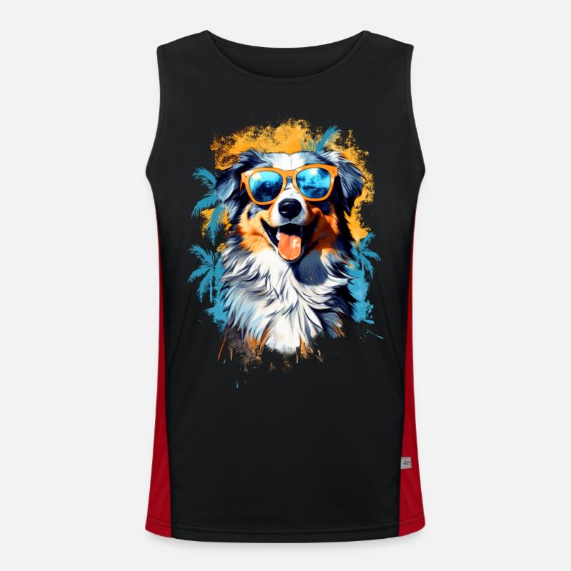 Australischer Schäferhund Funktionelles Kontrast-Tank Top für Männer 