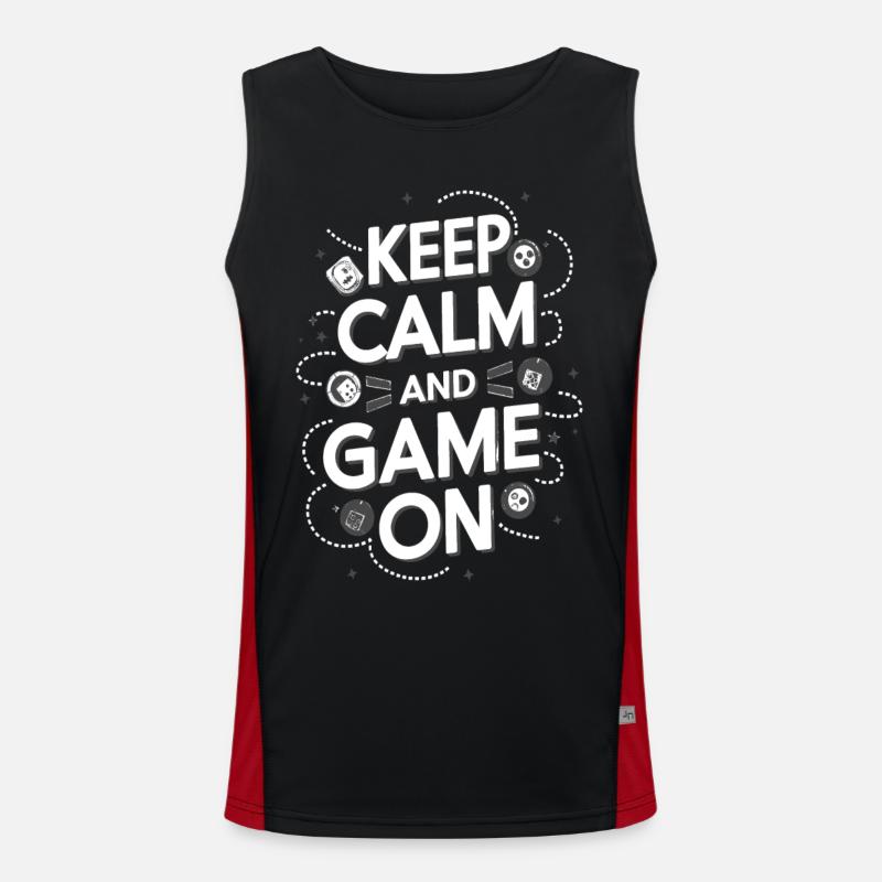 KEEP CALM AND GAME ONE - Men's Functional Contrast Tank Top - black/red