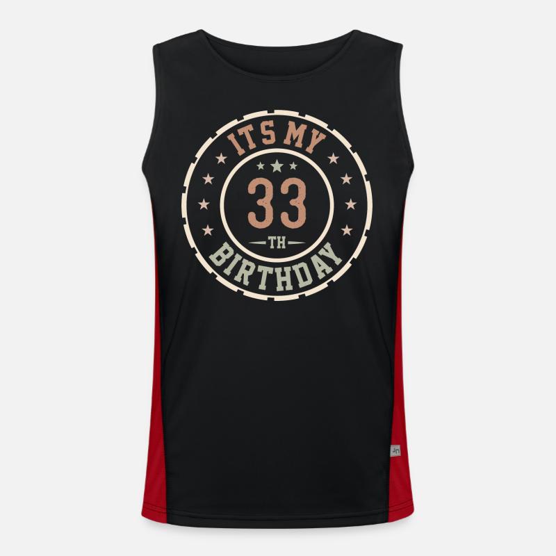 It's My 33rd Birthday Gift 33 Years - Men's Functional Contrast Tank Top  - black/red