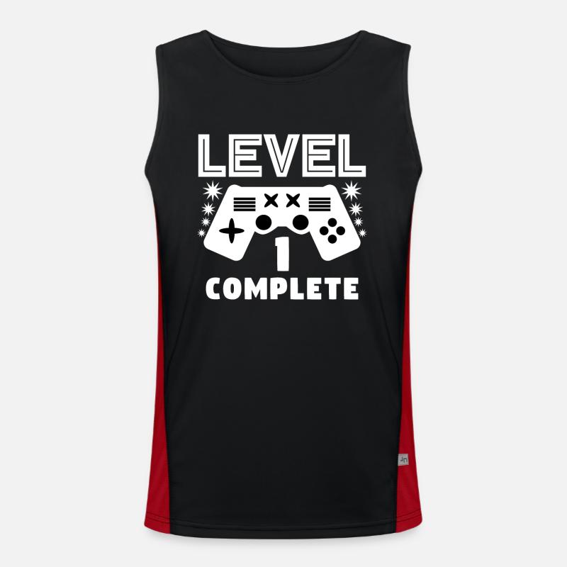 Level 1 complete 1 Geburtstag Spielkonsole Funktionelles Kontrast-Tank Top für Männer 