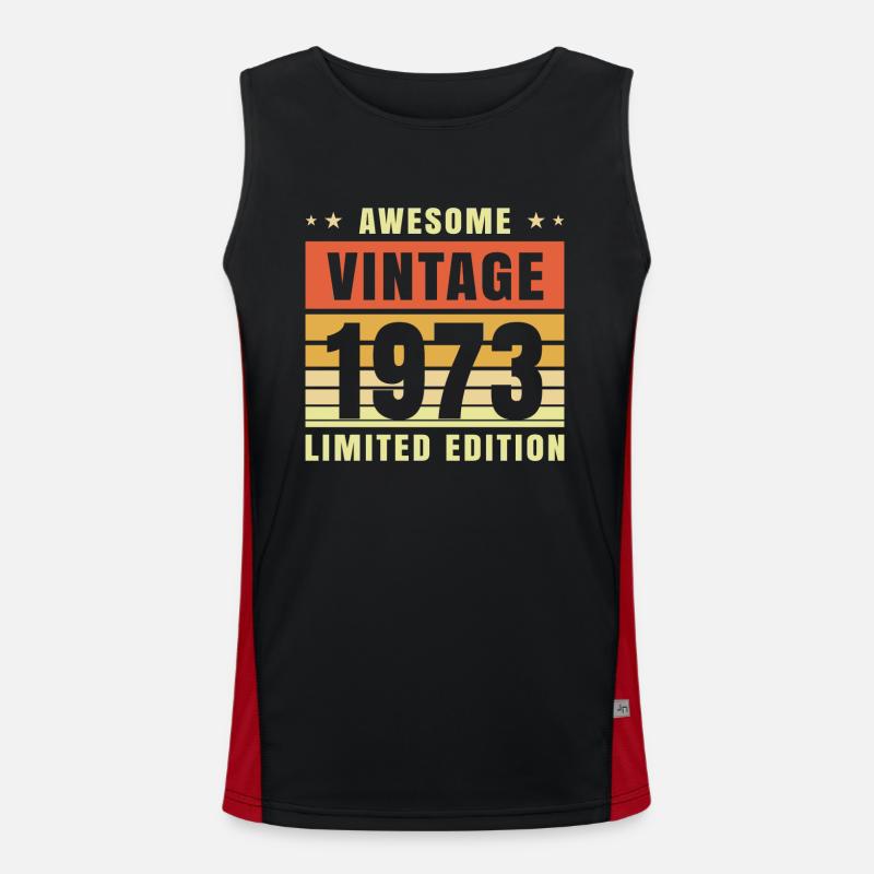 1973 - Born 1973 - Men's Functional Contrast Tank Top  - black/red