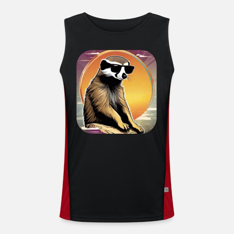 Suricate mignon avec coucher de soleil Débardeur respirant contrasté Homme 