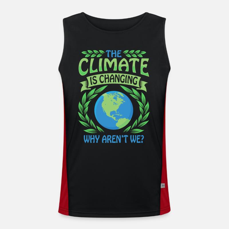 The Climate Is Changing Why Aren't We? climate change Men's Functional Contrast Tank Top 