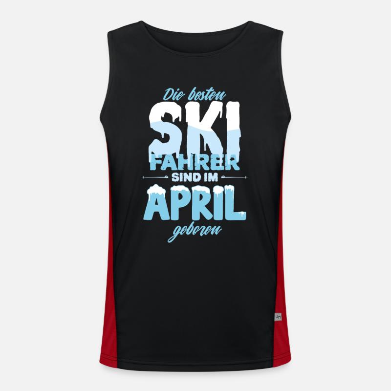 Ski Skifahrer Geburtstag April Funktionelles Kontrast-Tank Top für Männer 