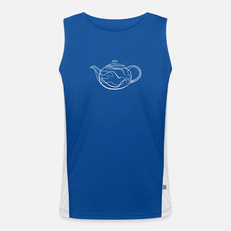 Teekanne - one line drawing Funktionelles Kontrast-Tank Top für Männer 
