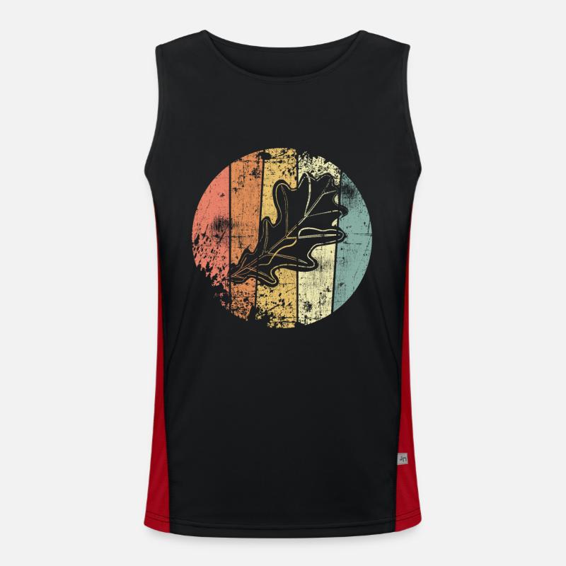 Eiche Eichenblatt Vintage Herbst Funktionelles Kontrast-Tank Top für Männer 